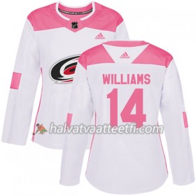 Naisten NHL Carolina Hurricanes Pelipaita Justin Williams 14 Adidas 2017-2018 Valkoinen Vaaleanpunainen Fashion Authentic